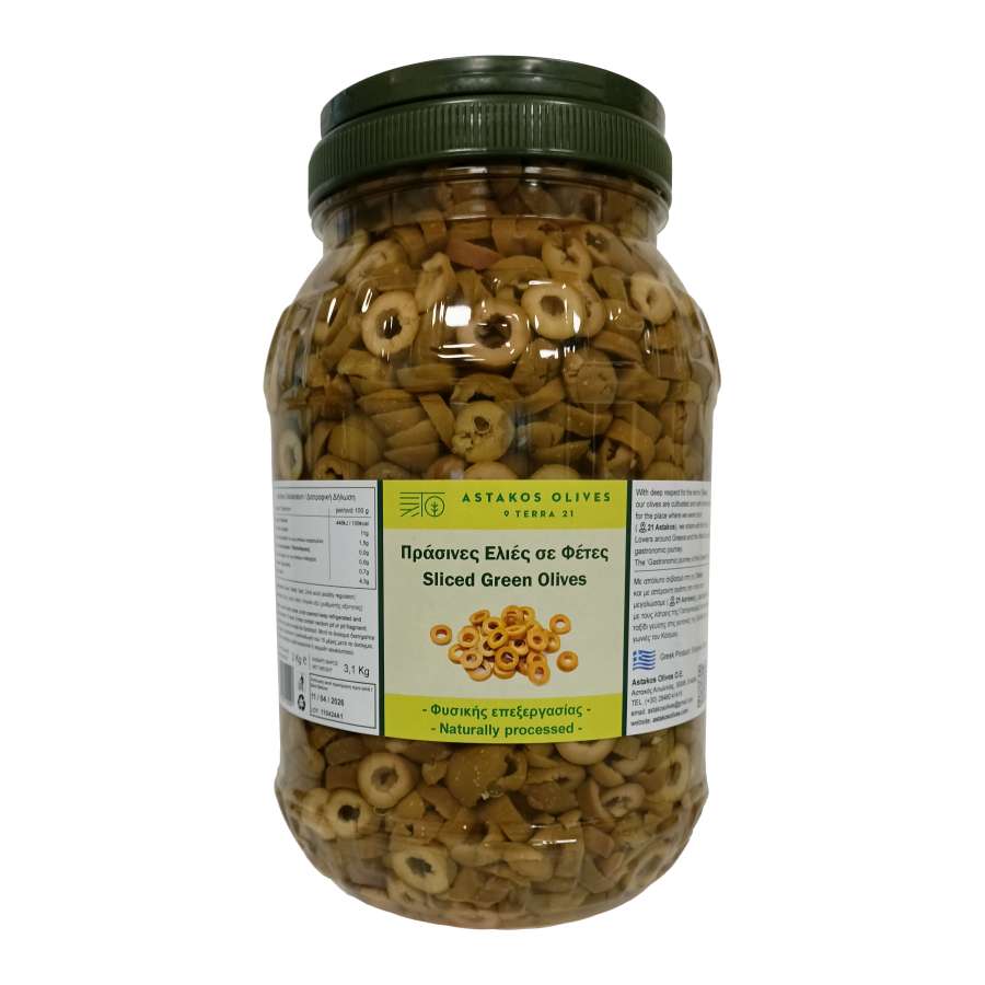 Sliced Green Olives PET 3,1kg