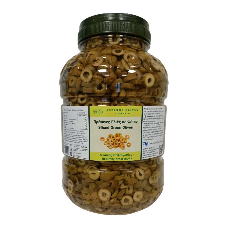 Sliced Green Olives PET 5,2kg