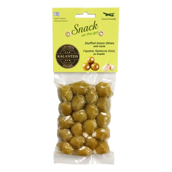 Lazaros Kalantzis Foods - Green Olives Snack Garlic 130g